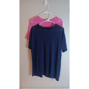 Aerie Womens Short Sleeve T-Shirt Linen Blend Sz S Small Bundle Set Pink / Blue